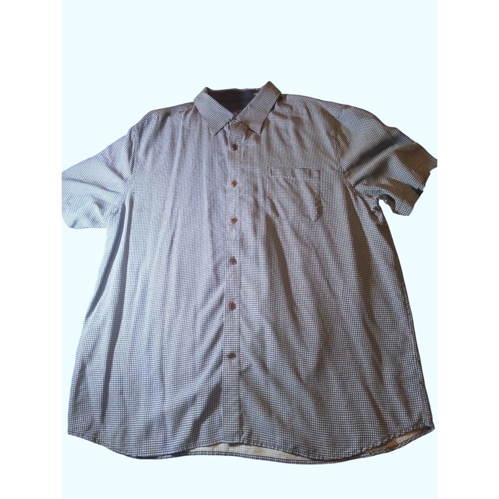Nat Nast Shirt Mens‎ XL Blue Geometric Silk Real Men Own Islands Short Sleeve